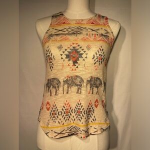 Ginger G Elephant Tribal tank Top Size Small Bohemian Boho Chic Hippie Gypsy Y2K